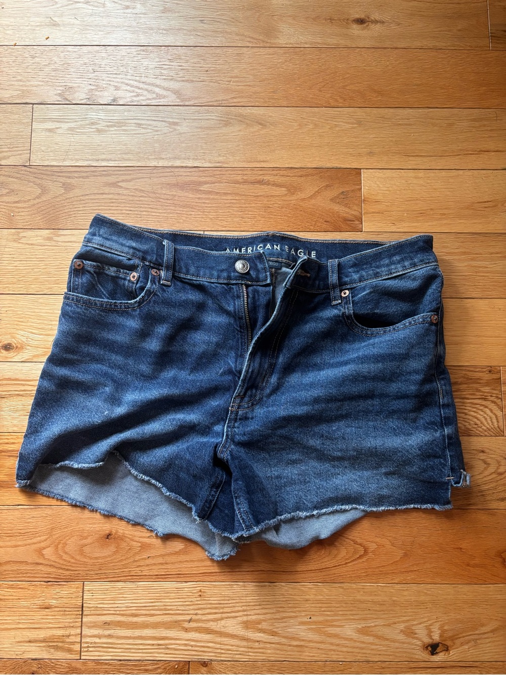 American Eagle Dark Blue High-Rise Denim Jean Shorts